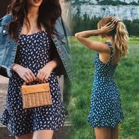 Reformation Blue and White Mini Dress - Picture 5 of 10